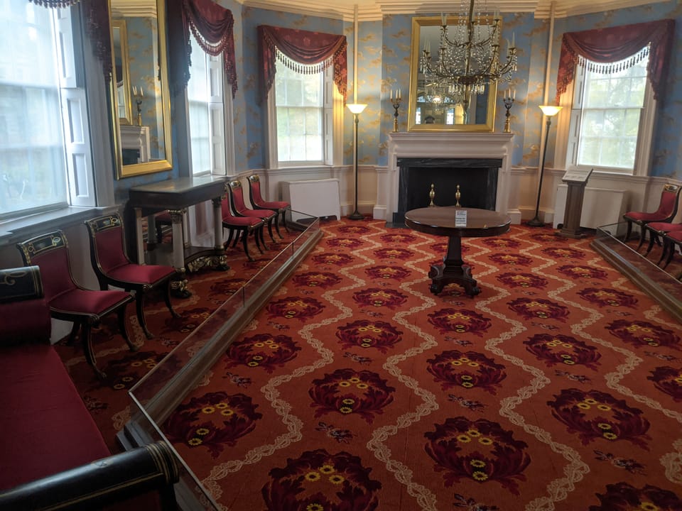 The Octagon Room (eight-sided drawing room), a museum interior open to visitors at Morris-Jumel Mansion