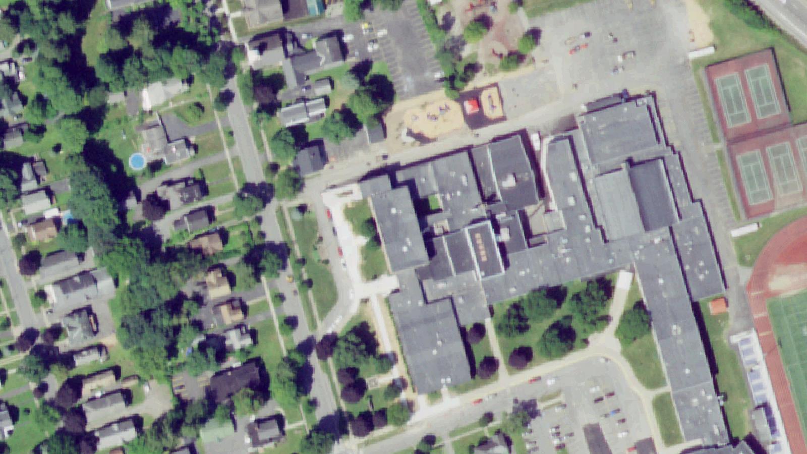 Aerial survey view of New Hartford Senior High School