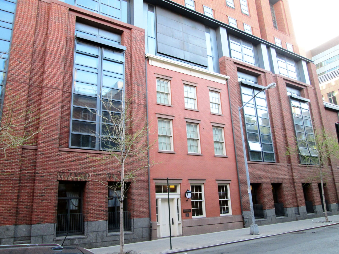 The preserved facade of Edgar Allan Poe's 1844 residence incorporated into the West 3rd Street side of NYU Furman Hall