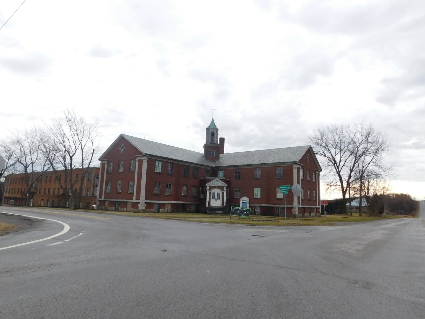 Brick exterior of Rolling Hills Asylum, the former Genesee County Home and Infirmary in East Bethany, New York