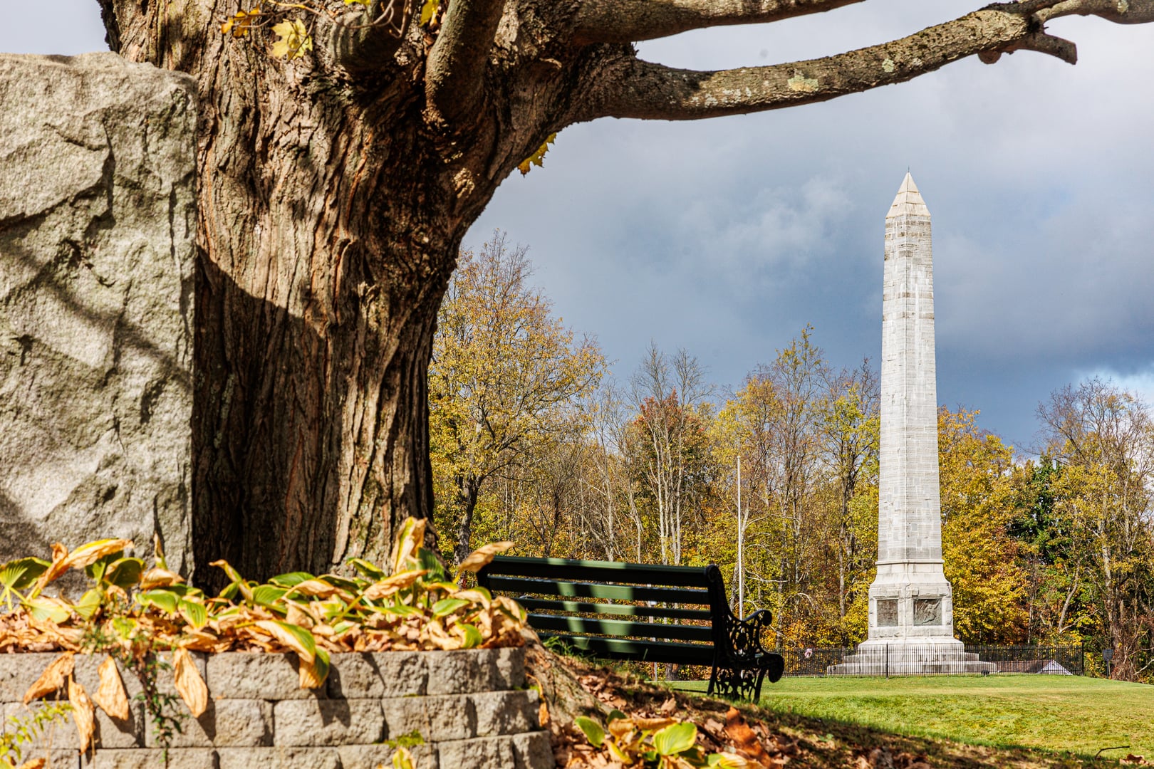 Oriskany Battlefield State Historic Site grounds and monument near Rome, New York