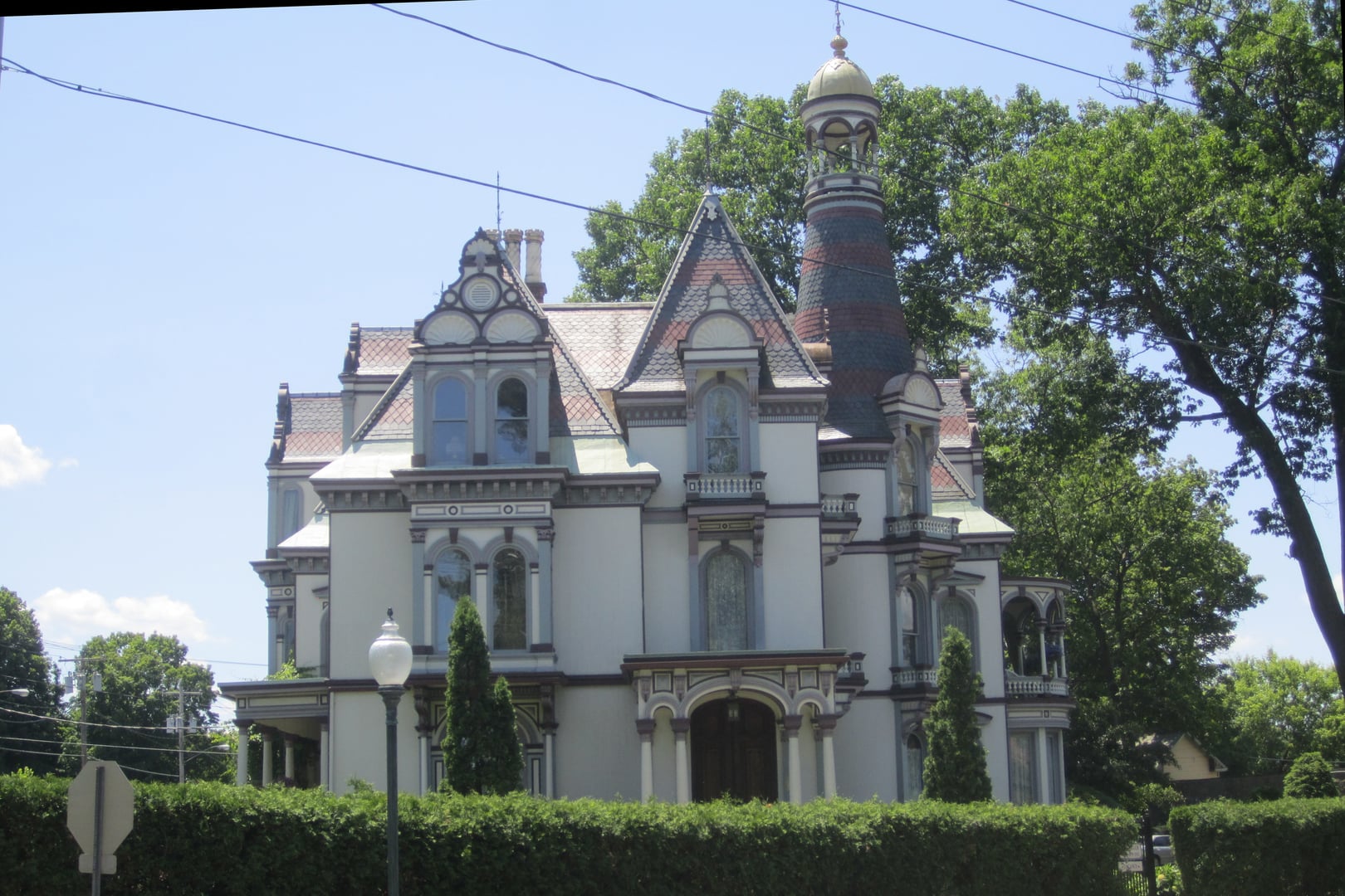 Batcheller Mansion — 1873 High Victorian Gothic mansion with conical minaret-style tower at 20 Circular Street, Saratoga Springs, New York