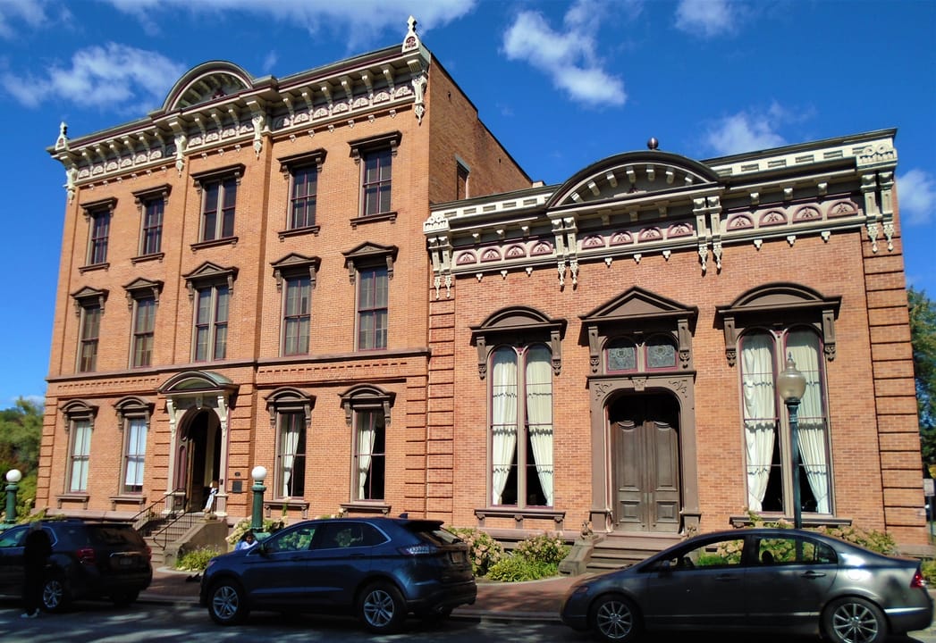 The Canfield Casino's main building and east wing, viewed from the east.