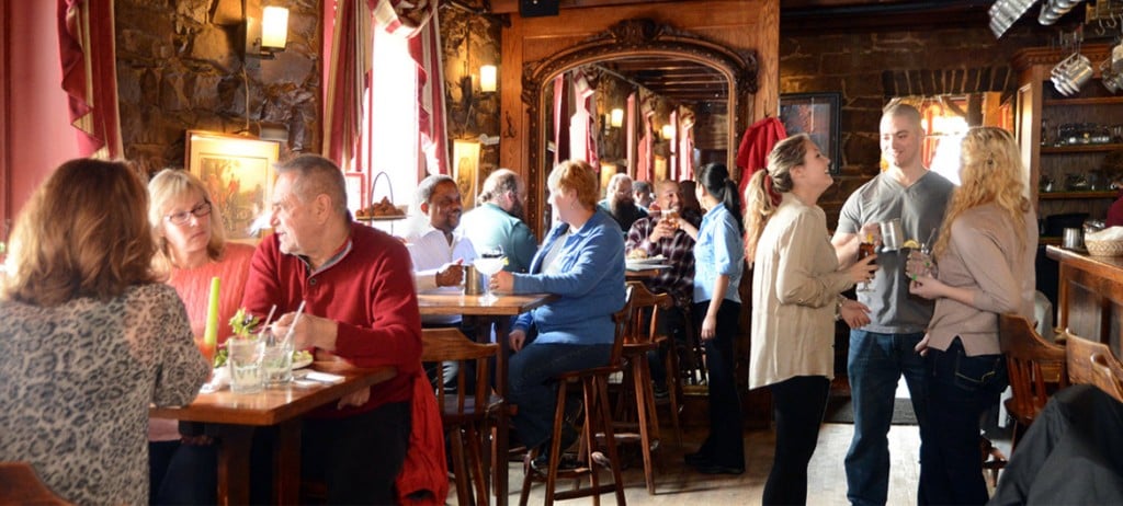 Olde Bryan Inn in Saratoga Springs, New York — a Federal-style 1826 stone building serving as a historic restaurant and tavern at 123 Maple Avenue