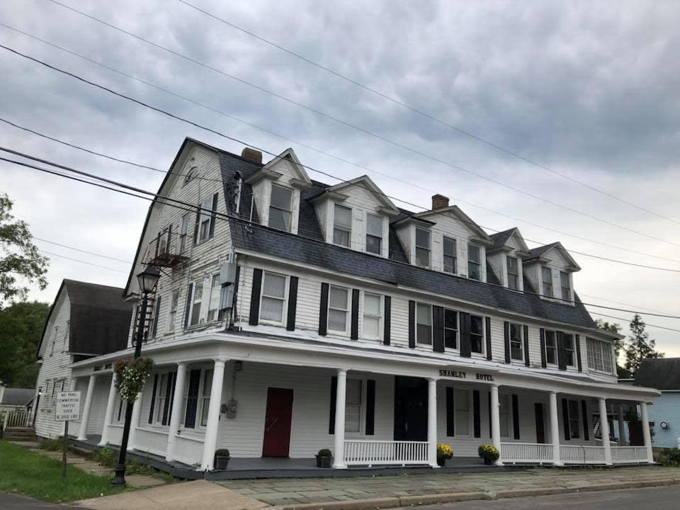 Historic Shanley Hotel building on Main Street in Napanoch, New York