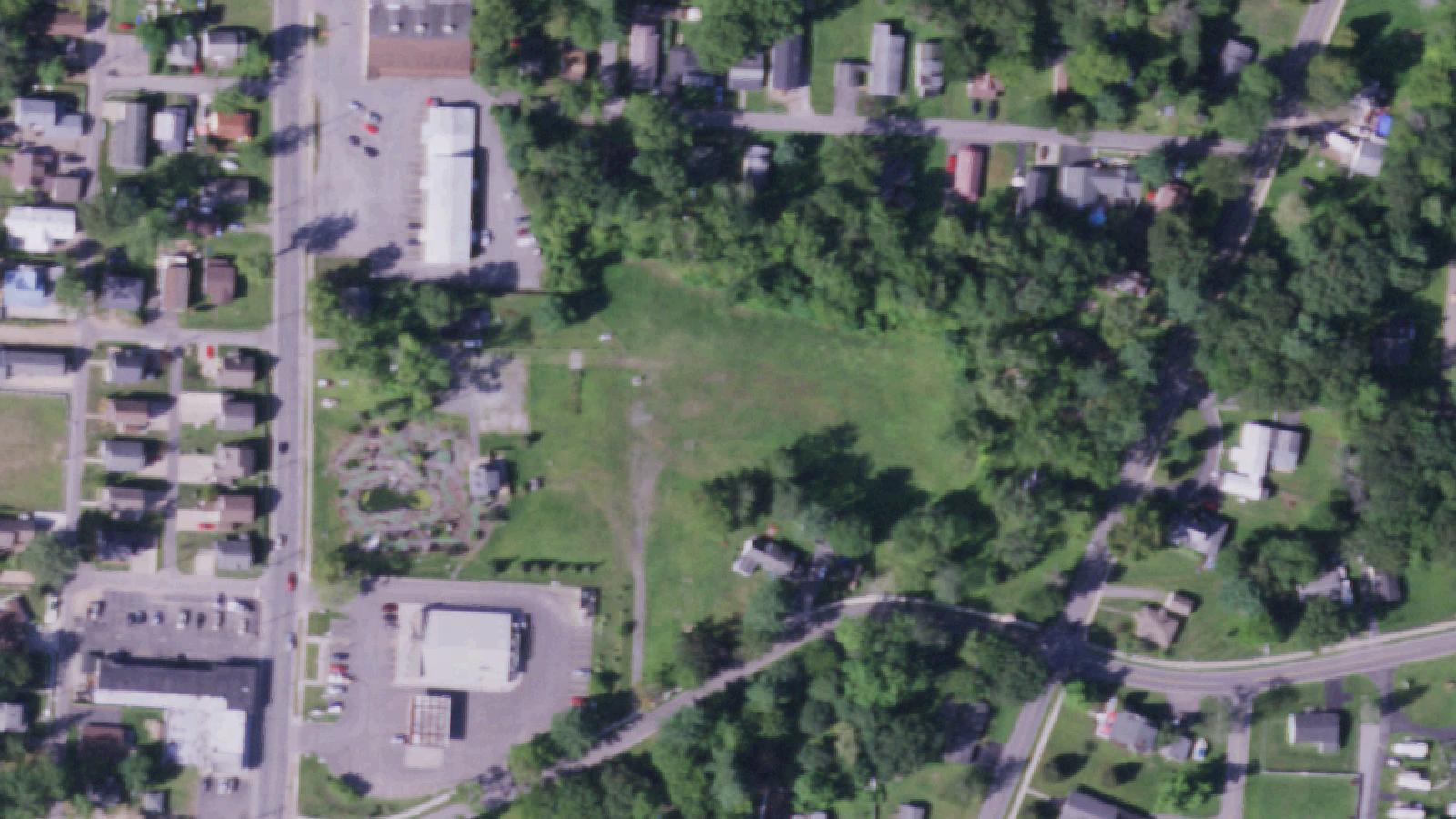 Aerial survey view of Sylvan Beach Amusement Park