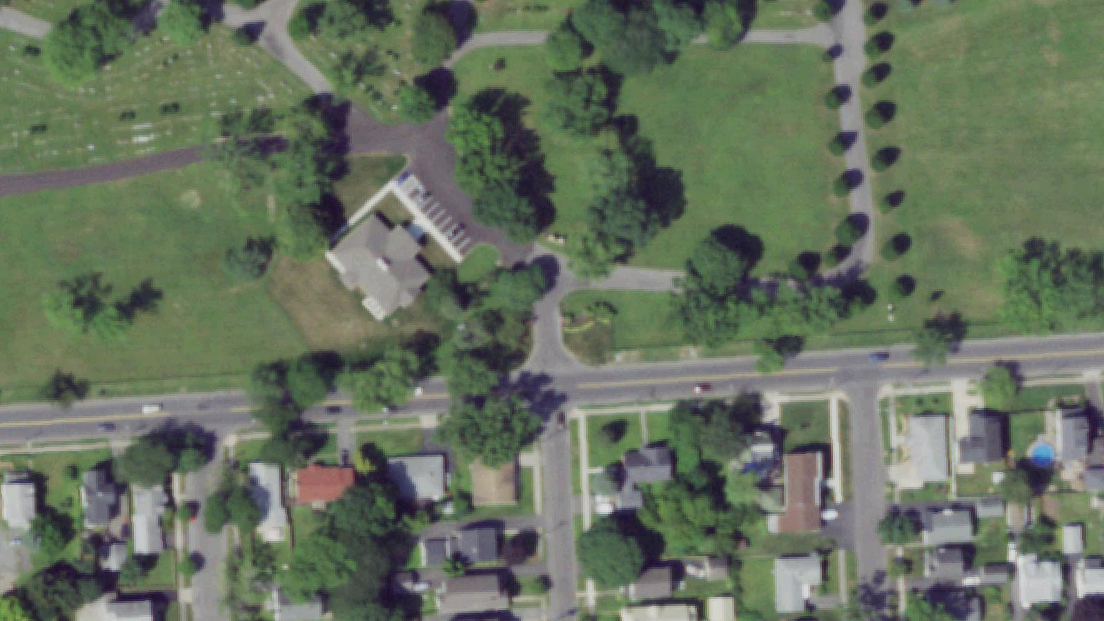 Aerial survey view of Woodlawn Cemetery