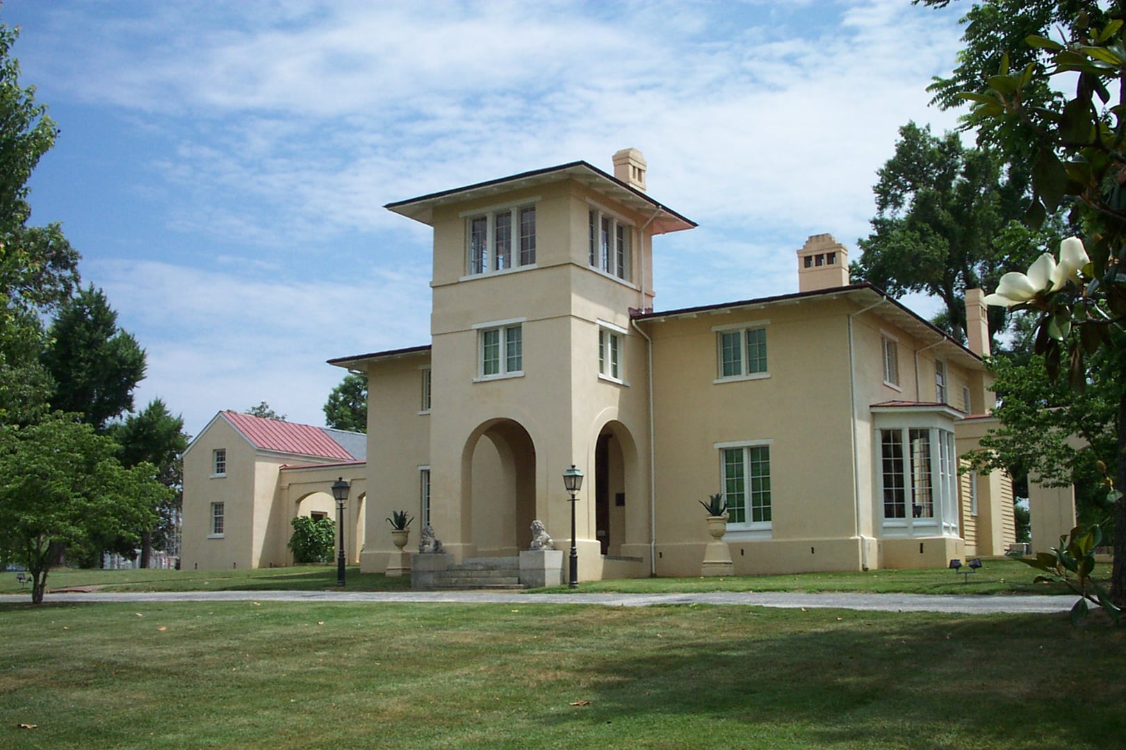 Blandwood Mansion in Greensboro, North Carolina — an 1844 Italianate house with a distinctive square tower, designed by Alexander Jackson Davis