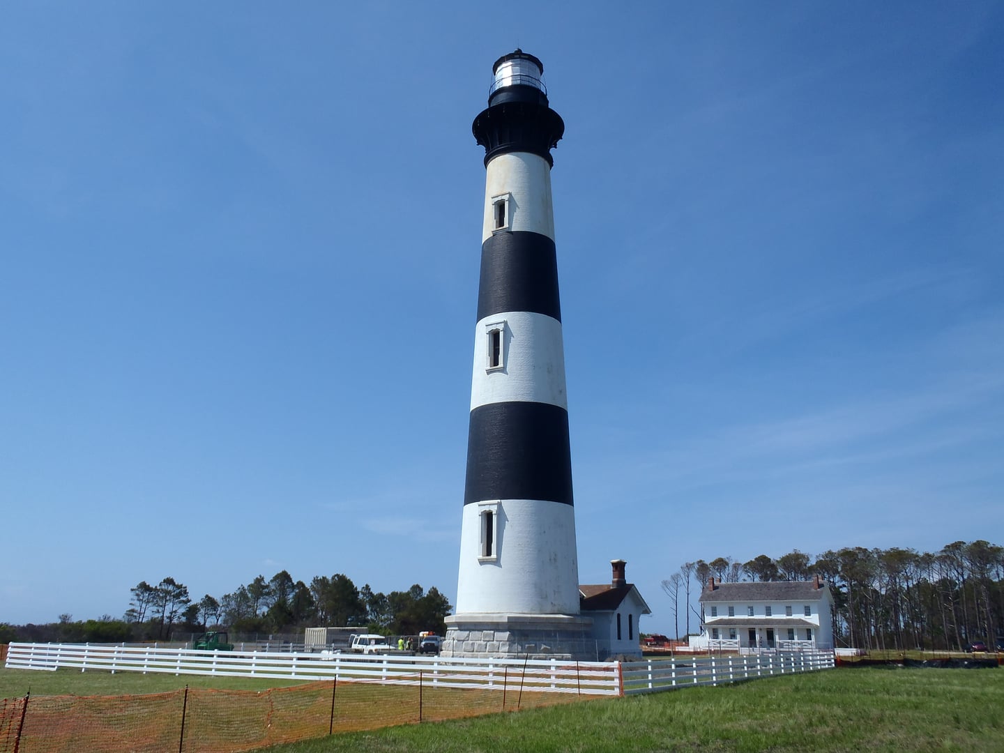 156-foot black-and-white horizontally-banded Bodie Island Lighthouse on the Outer Banks of North Carolina