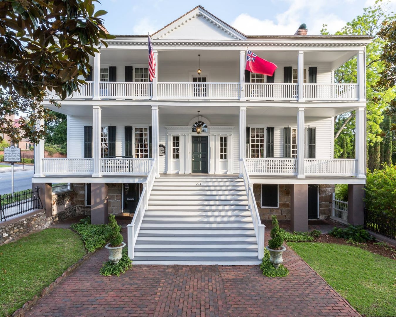 Front exterior of the 1770 Burgwin-Wright House at 224 Market Street in downtown Wilmington, North Carolina.