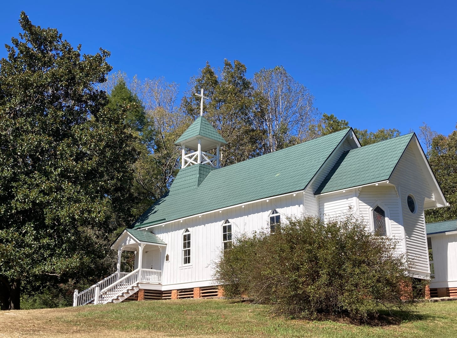 The Chapel of Rest on its knoll above the Yadkin River in Happy Valley, Caldwell County, North Carolina
