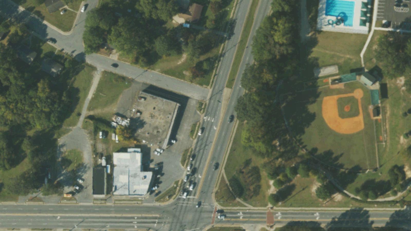 Aerial survey view of Evans Family Cemetery at Greenville Mall