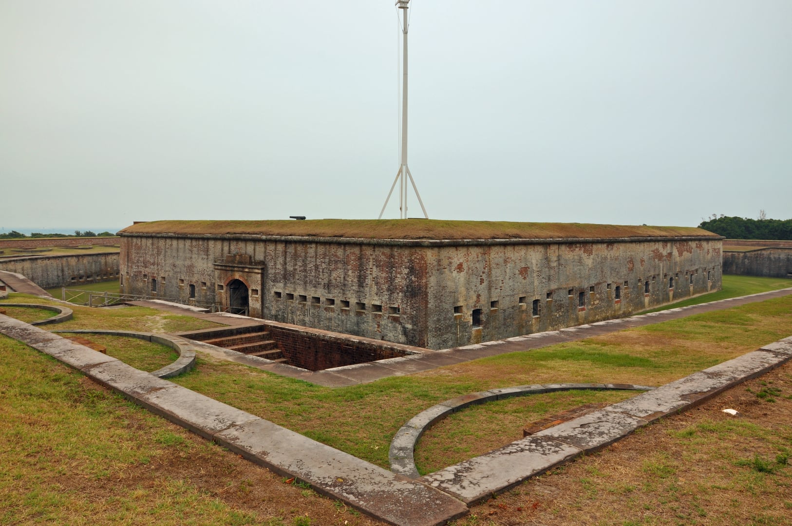 Brick shoreward walls of Fort Macon at Atlantic Beach, North Carolina