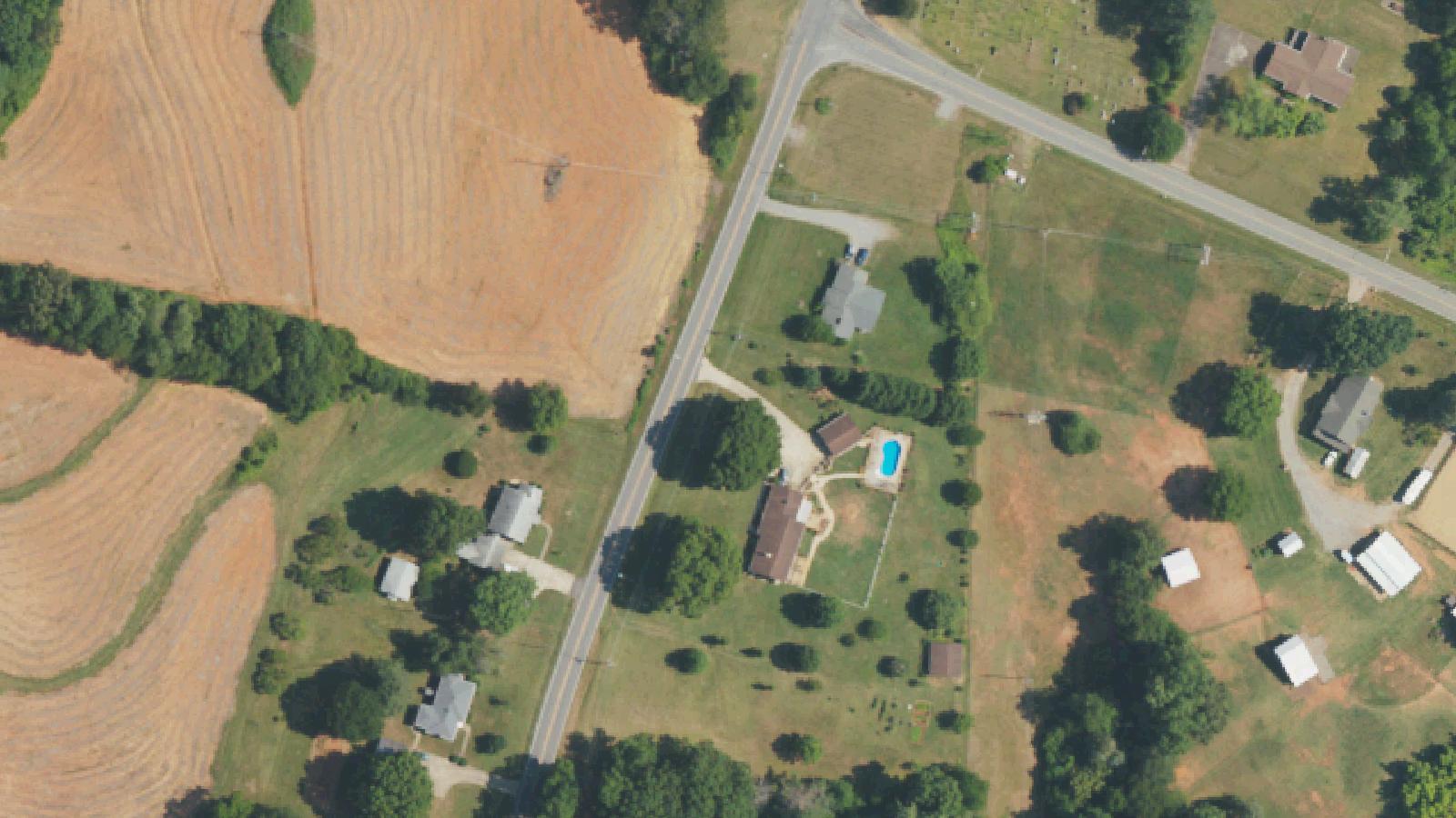 Aerial survey view of Old St. Paul's Lutheran Church