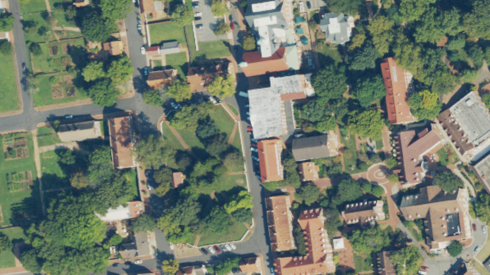 Aerial survey view of Salem God's Acre Cemetery