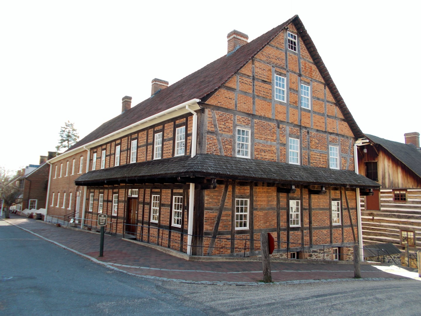 The Single Brothers House in Old Salem, Winston-Salem, North Carolina — a 1769 half-timber Moravian communal workshop and residence