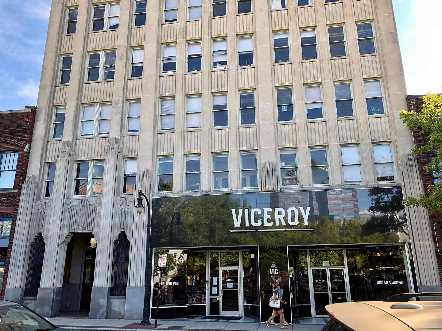 Exterior of the historic Snow Building, a 1933 Art Deco office tower at 331 W Main Street in downtown Durham, North Carolina.