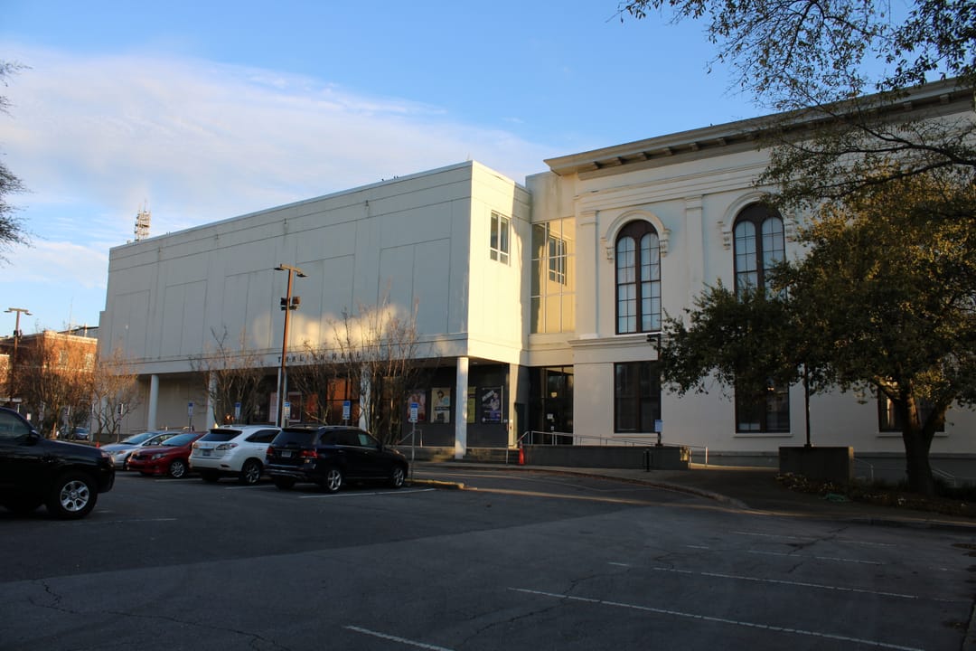 Italianate facade of Thalian Hall and Wilmington City Hall at 310 Chestnut Street in downtown Wilmington, North Carolina.