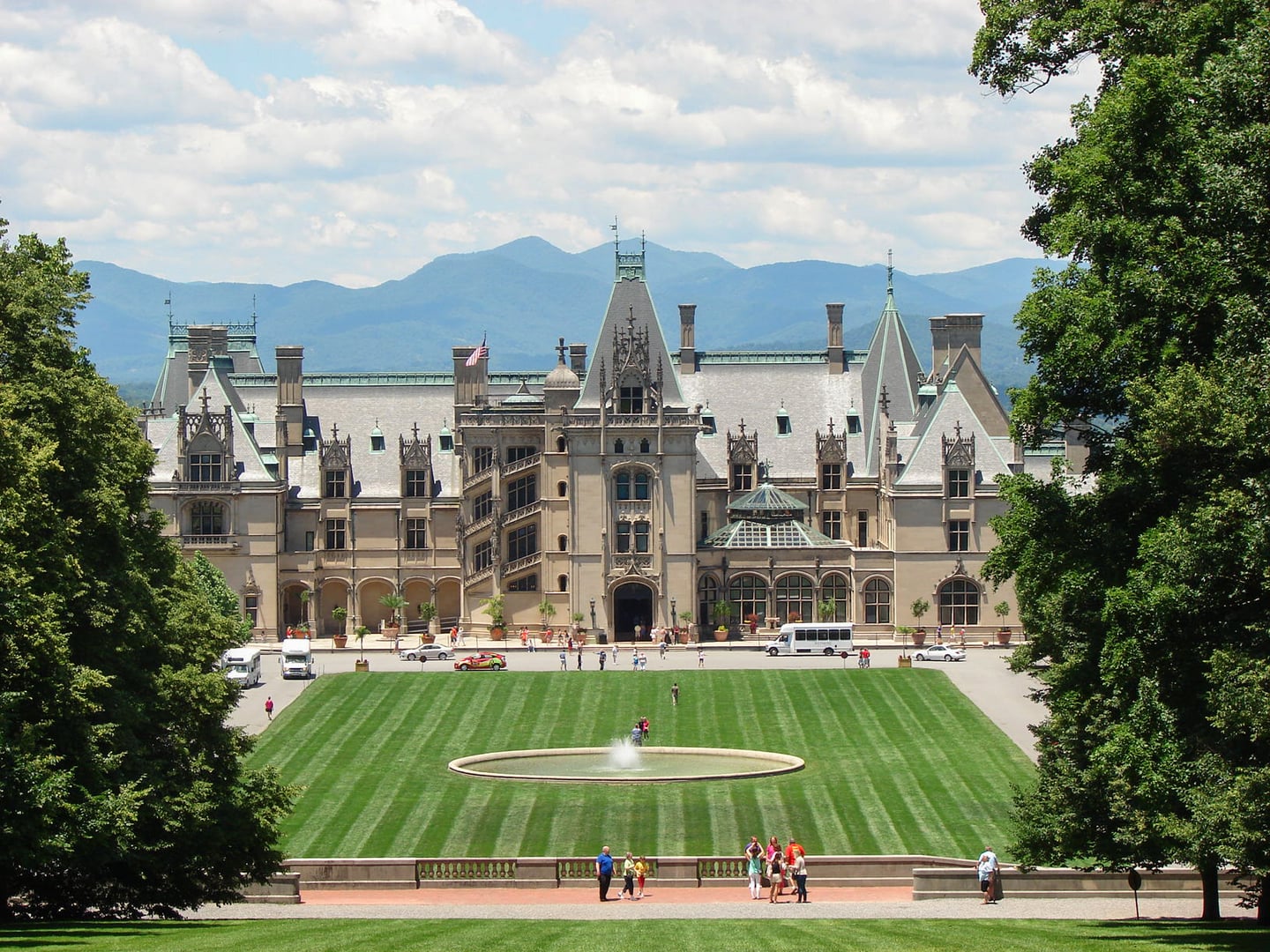 Biltmore Estate front facade in Asheville North Carolina, 1895 Vanderbilt 250-room mansion