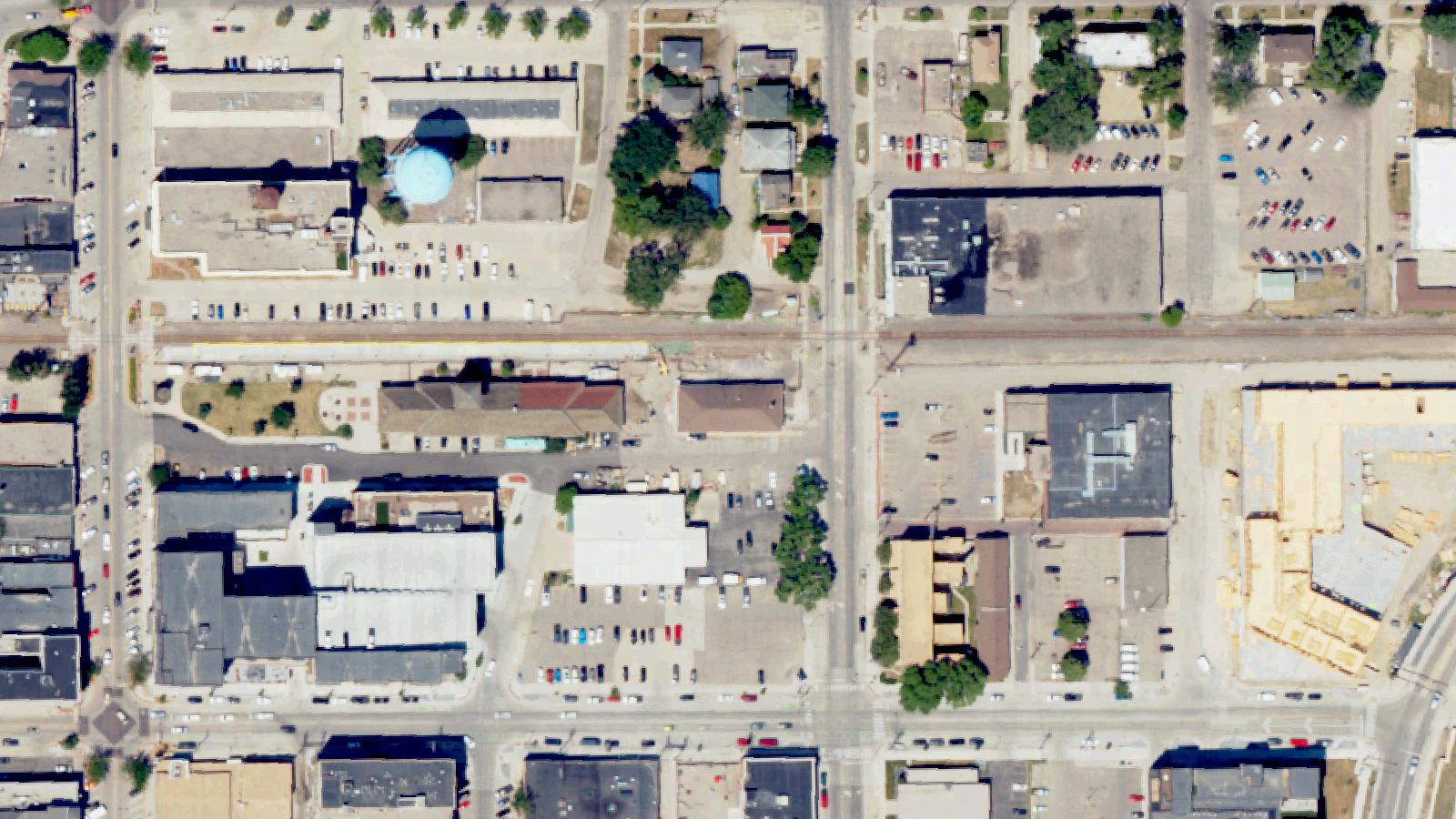 Aerial survey view of Moorhead Train Tracks