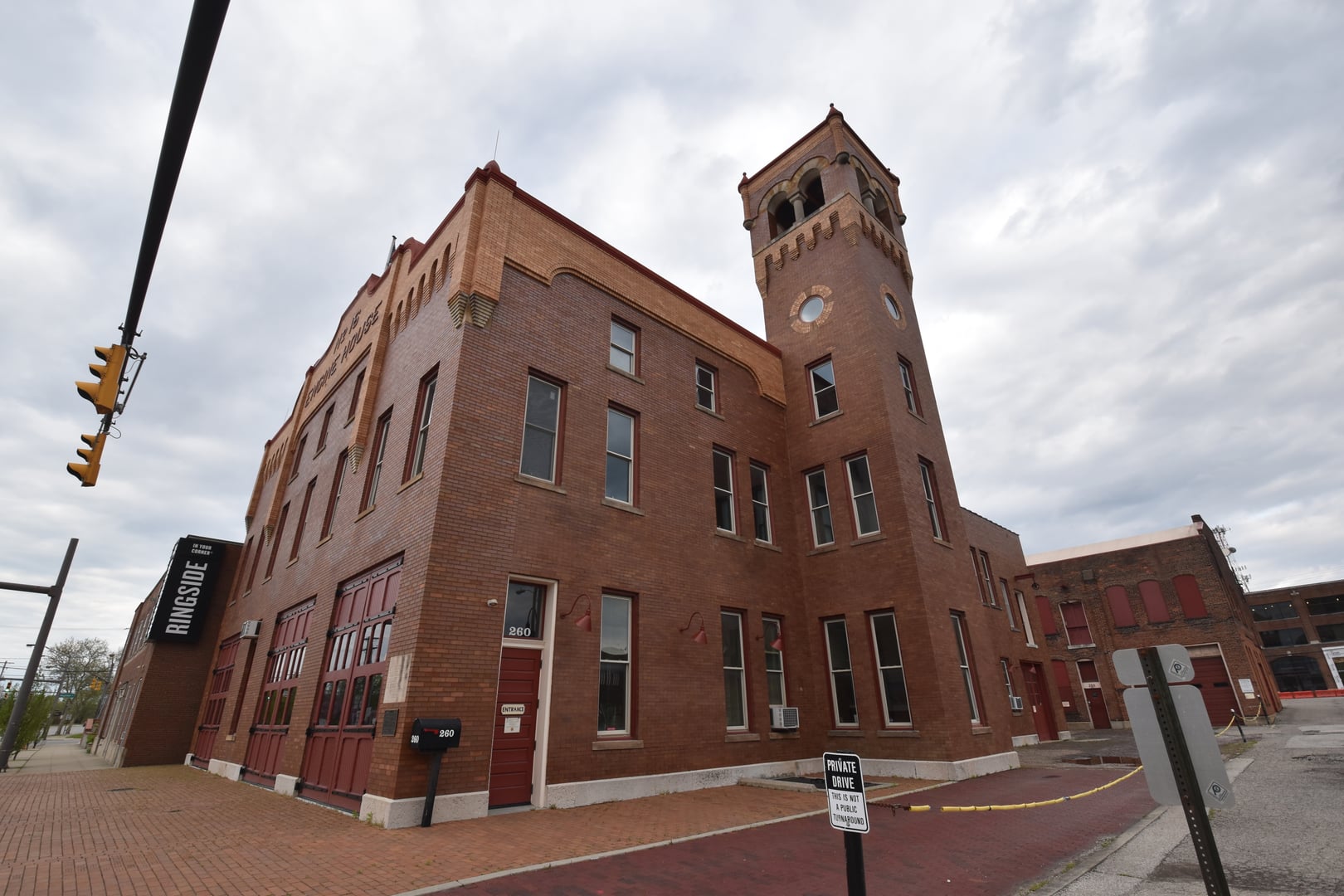 The 1908 brick facade of Engine House No. 16, now the Central Ohio Fire Museum, downtown Columbus