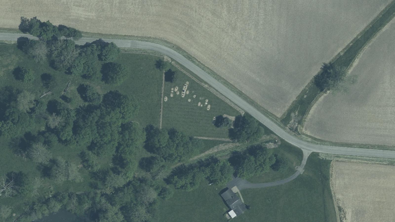 Aerial survey view of Haws Chapel Cemetery