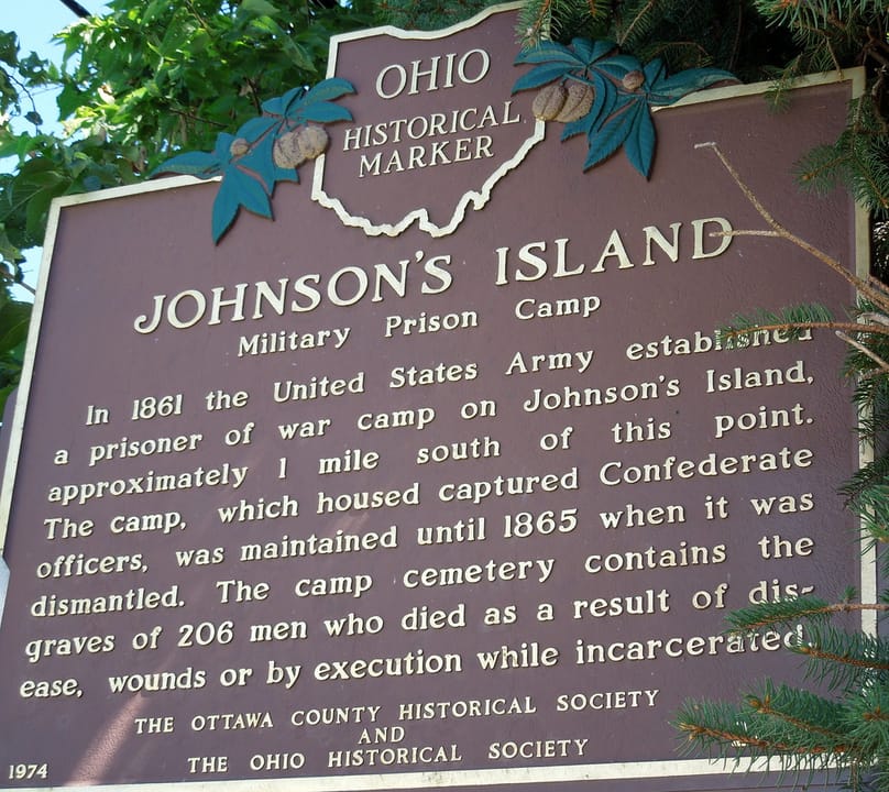 We were invited to a friend’s beautiful wedding held outside on Johnson’s Island in Lake Erie.  Johnson's Island is a 300-acre island in Sandusky Bay, located on the coast of Lake Erie, about 3 miles from the city of Sandusky, Ohio.  It was originally the site of a prisoner-of-war camp for Confedera