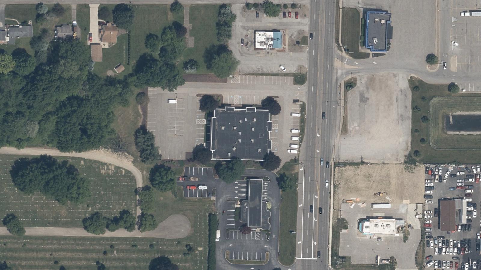 Aerial survey view of Mahoning Avenue Pioneer Cemetery