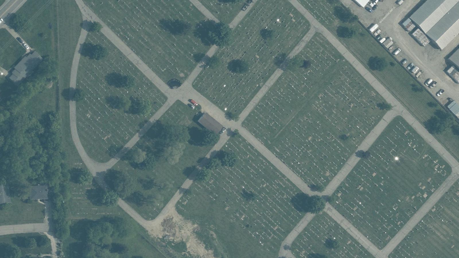 Aerial survey view of Millville Cemetery