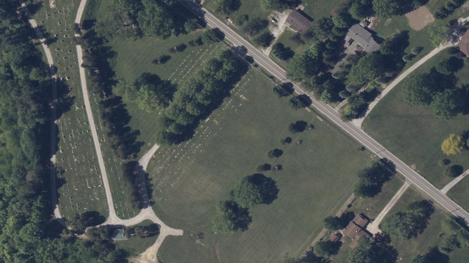 Aerial survey view of Myrtle Hill Cemetery