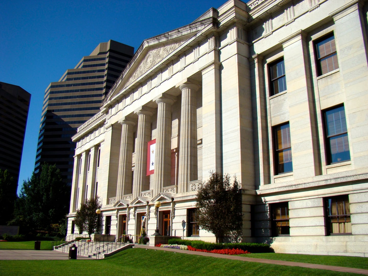 The Greek Revival Ohio Statehouse on Capitol Square in Columbus
