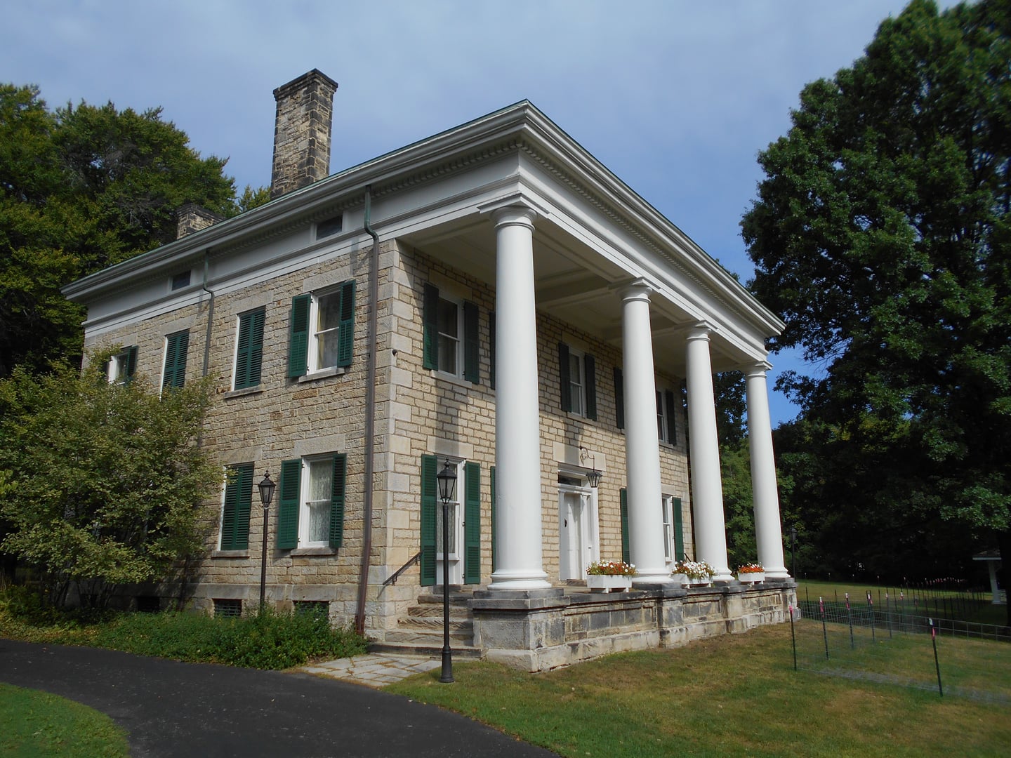 Perkins Stone Mansion in Akron, Ohio — Greek Revival stone facade