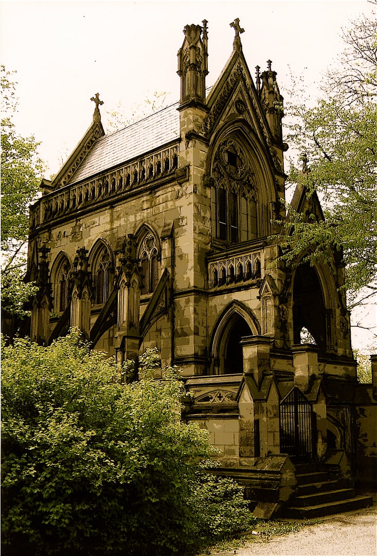 Gothic Revival Dexter Memorial at Spring Grove Cemetery and Arboretum in Cincinnati, Ohio, a National Historic Landmark