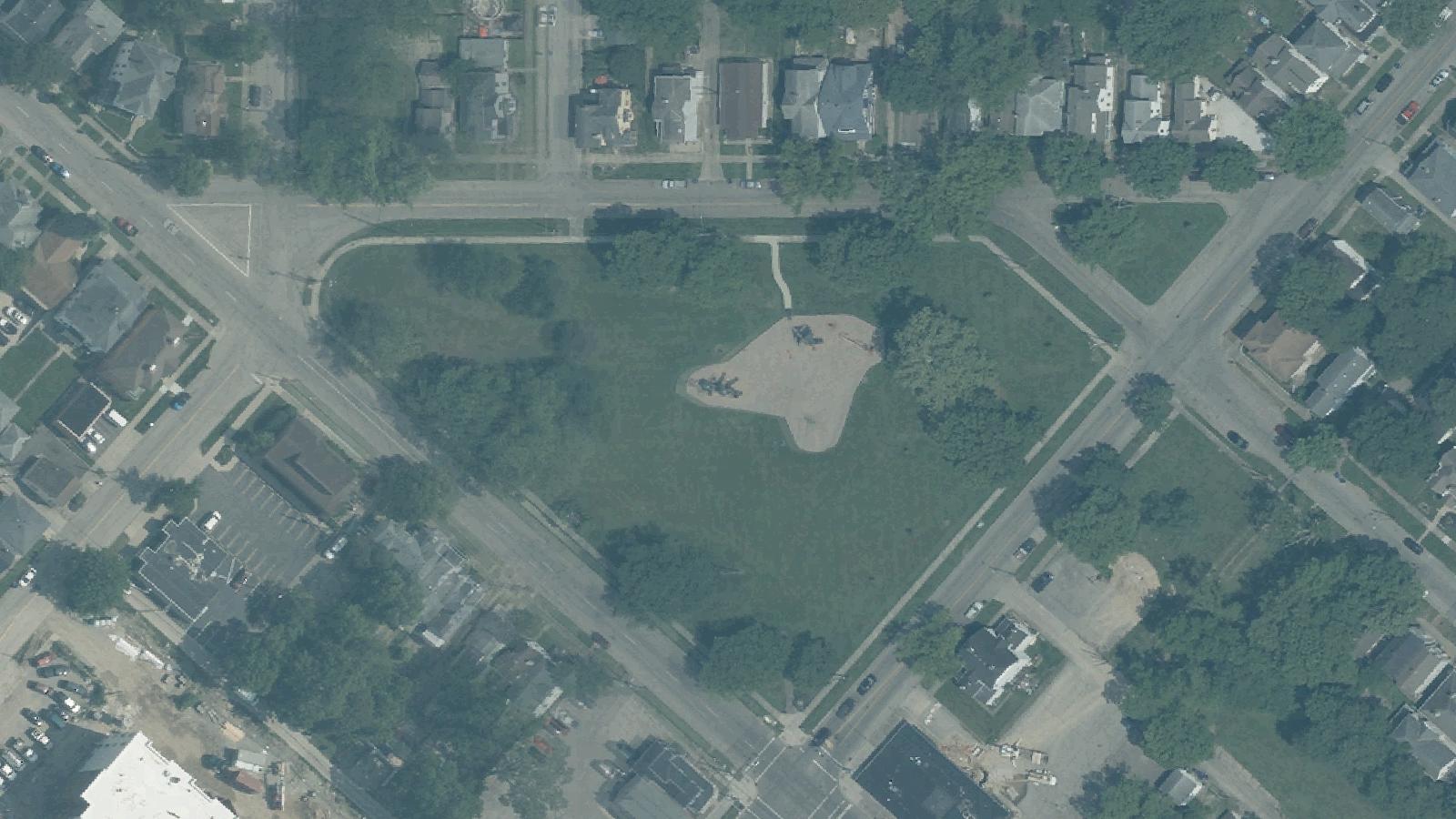 Aerial survey view of Sutherland Park (Former Rossville Cemetery)