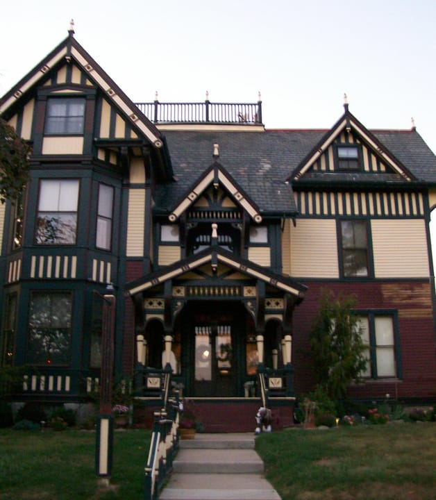 The Colonel Taylor Inn, an 1878 three-story Victorian brick mansion in Cambridge, Ohio.