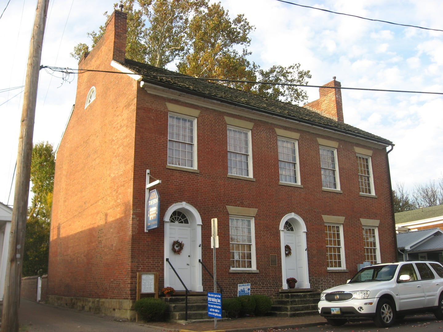 Federal-style brick Our House Tavern (1819) at 434 First Avenue in Gallipolis, Ohio