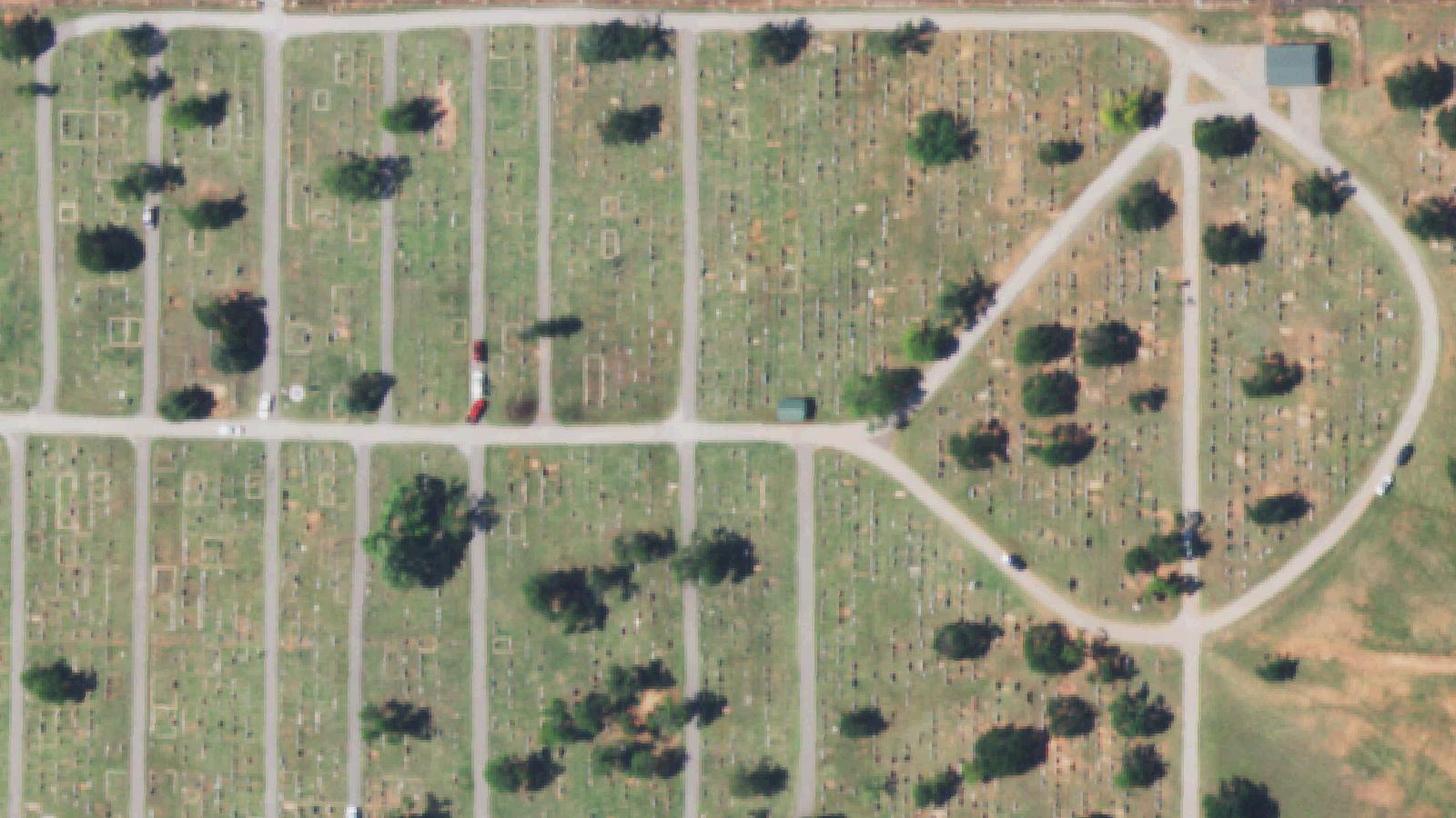 Aerial survey view of Blanchard Cemetery