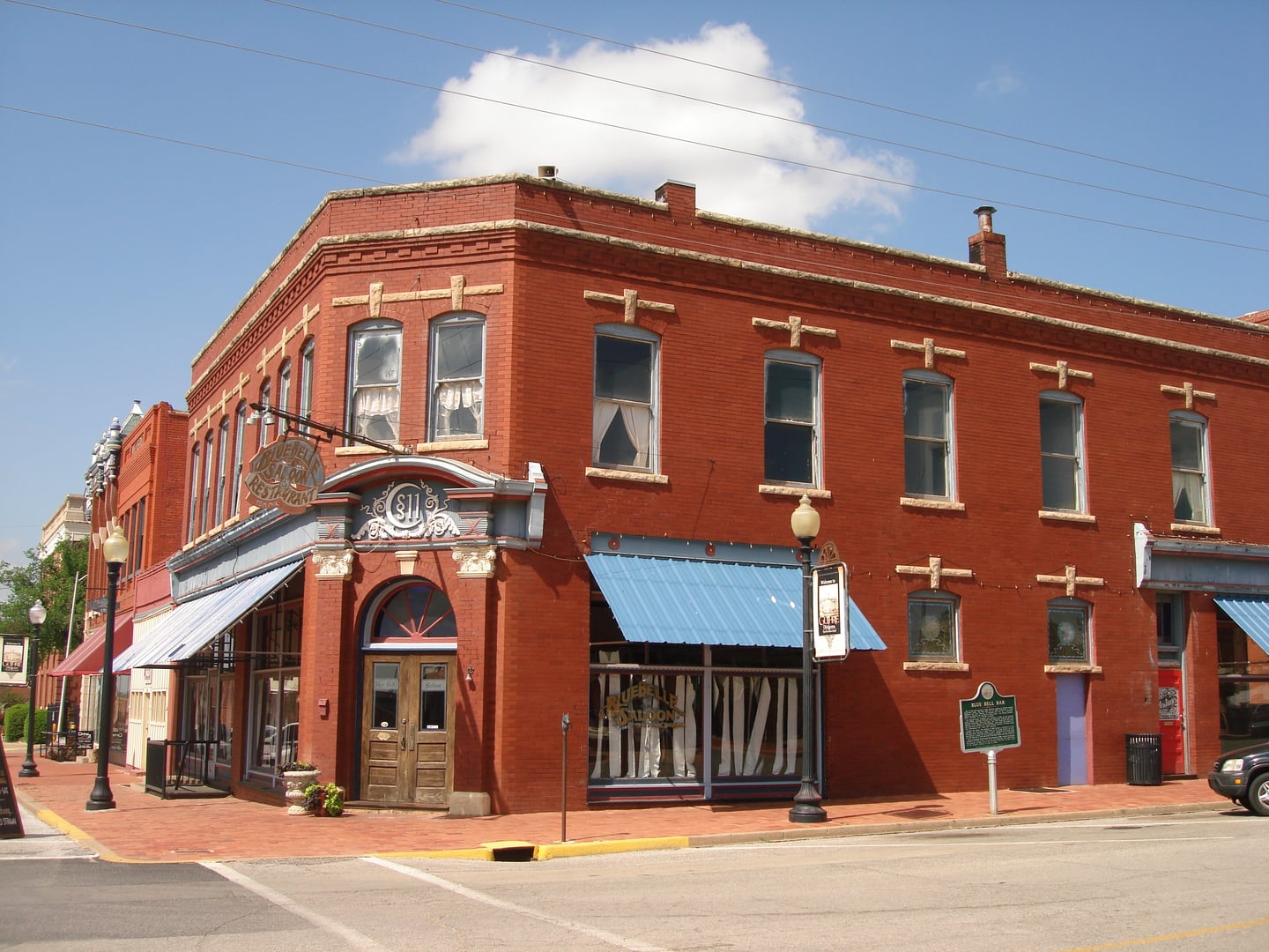 Blue Belle Saloon historic facade in Guthrie Oklahoma territorial district