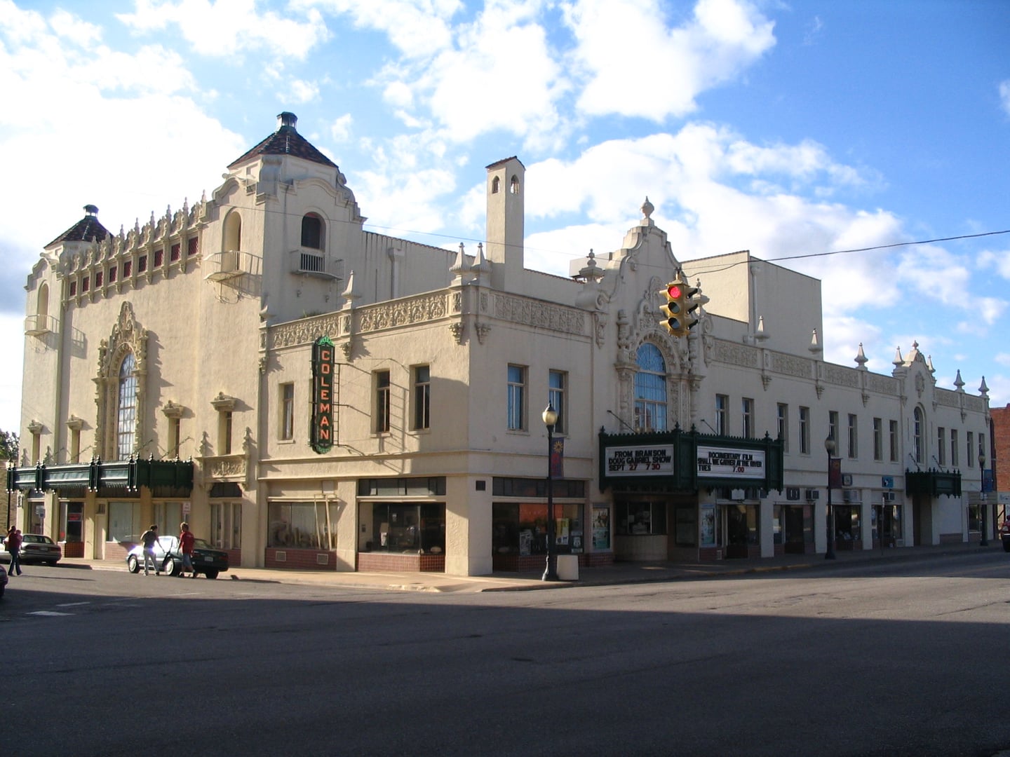 Coleman Theatre's Spanish Colonial Revival facade on historic Route 66 in Miami, Oklahoma