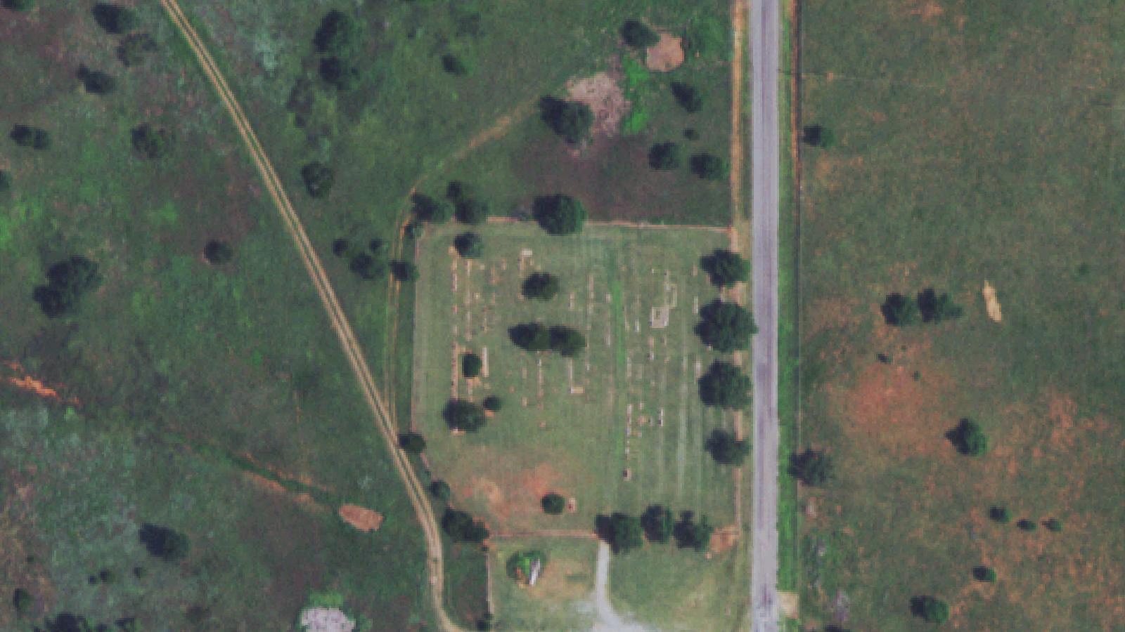 Aerial survey view of Kiowa Cemetery