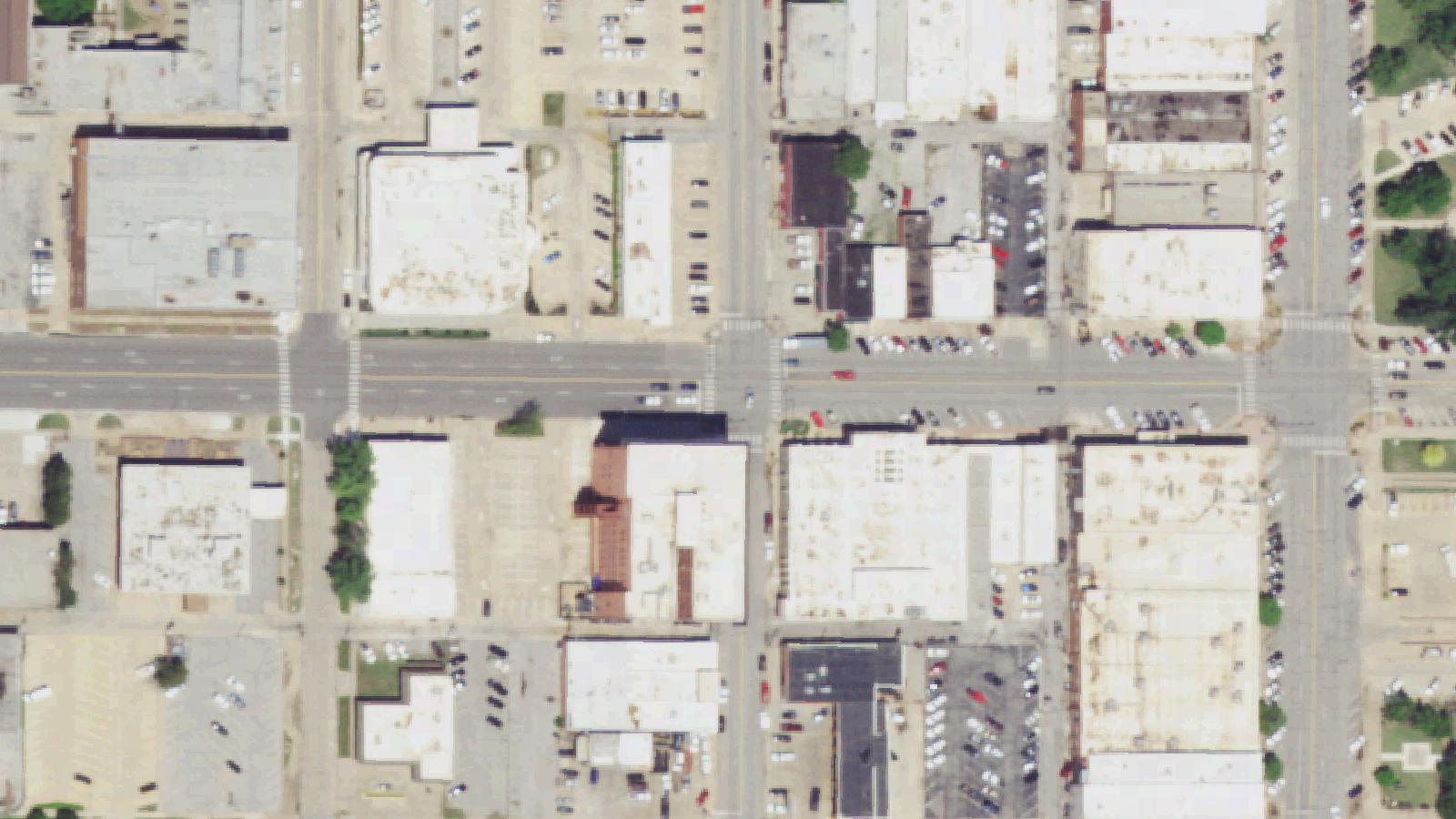 Aerial survey view of Knox Building (Enid Masonic Temple)