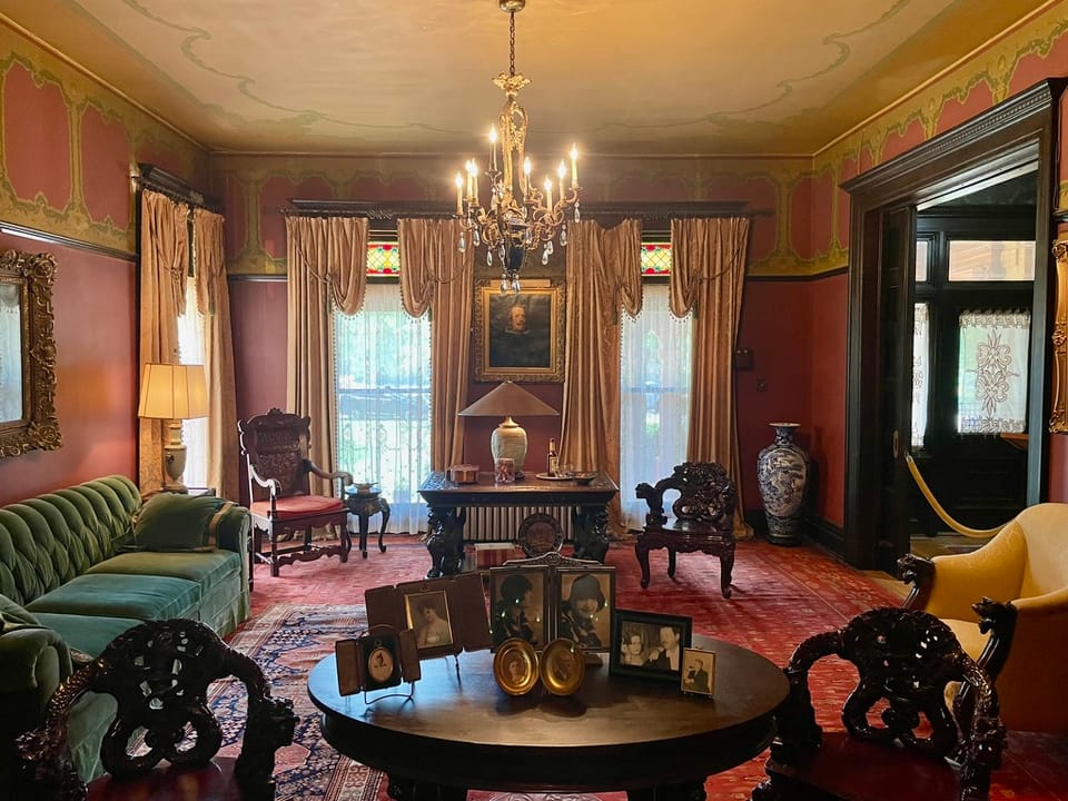 The sitting room inside the Overholser Mansion, Oklahoma City, 2022.