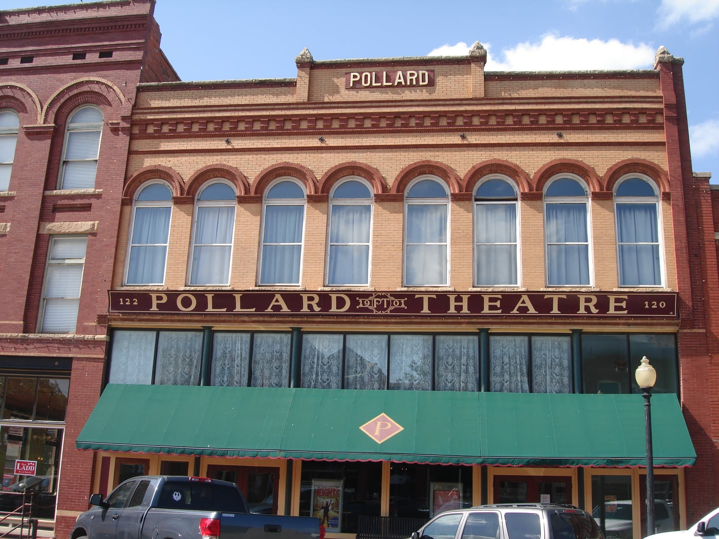 Pollard Theatre 1901 building facade on Division Street in Guthrie Oklahoma