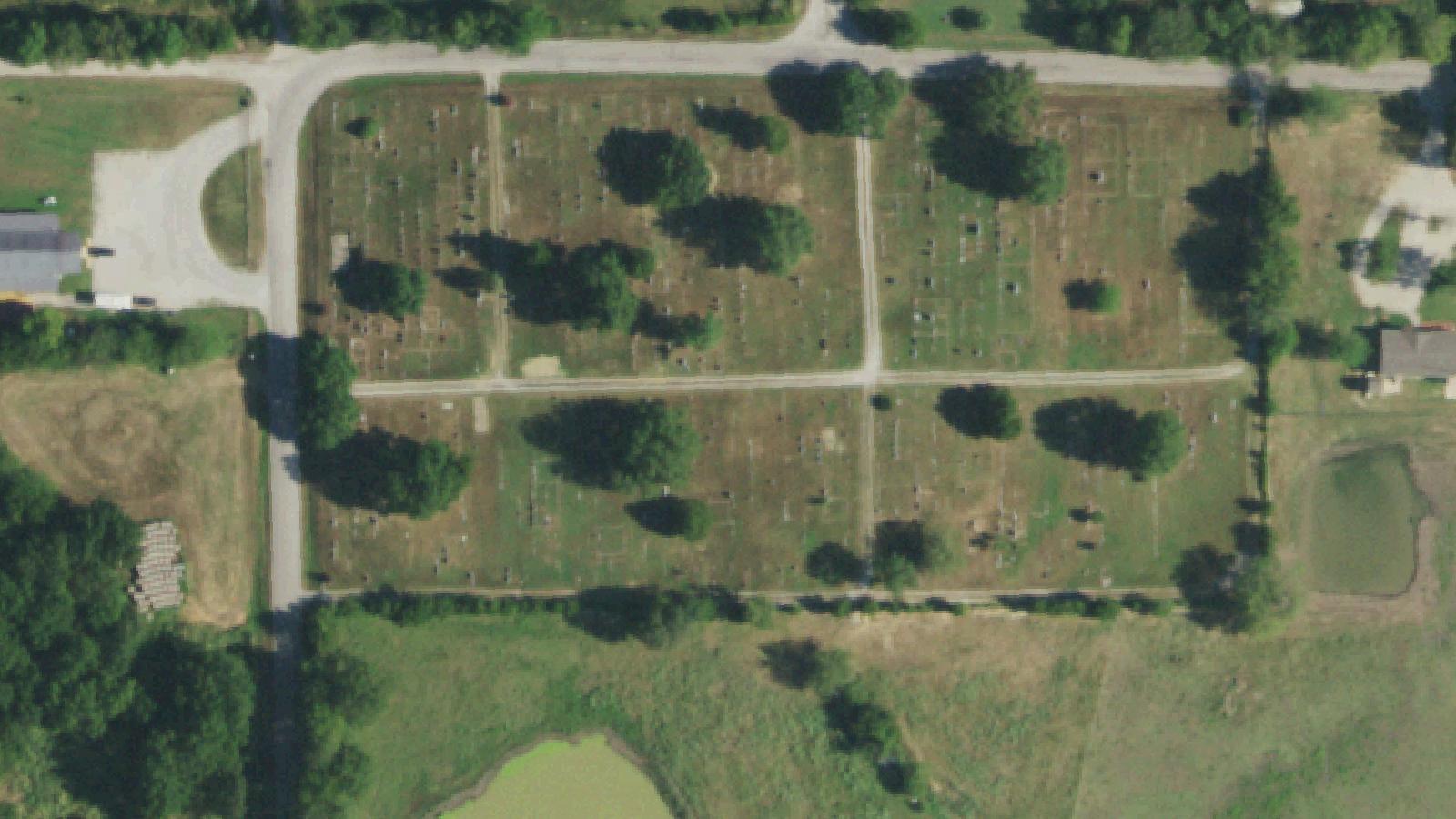 Aerial survey view of Witch's Grave - Hillside Mission Cemetery