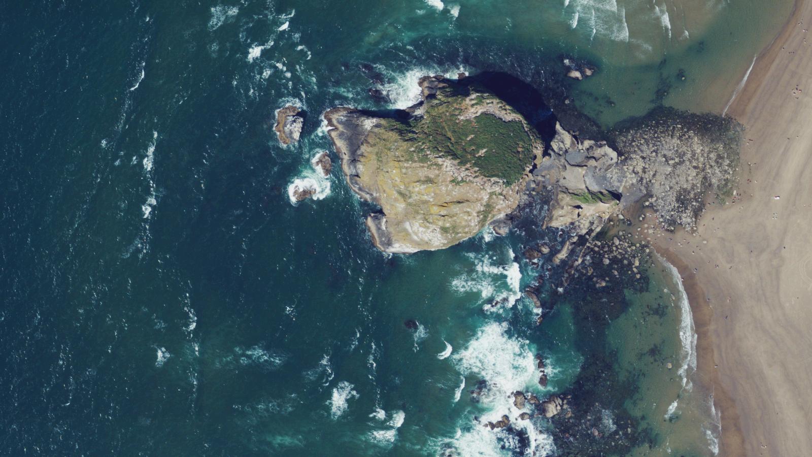 Aerial survey view of Bandage Man of Cannon Beach