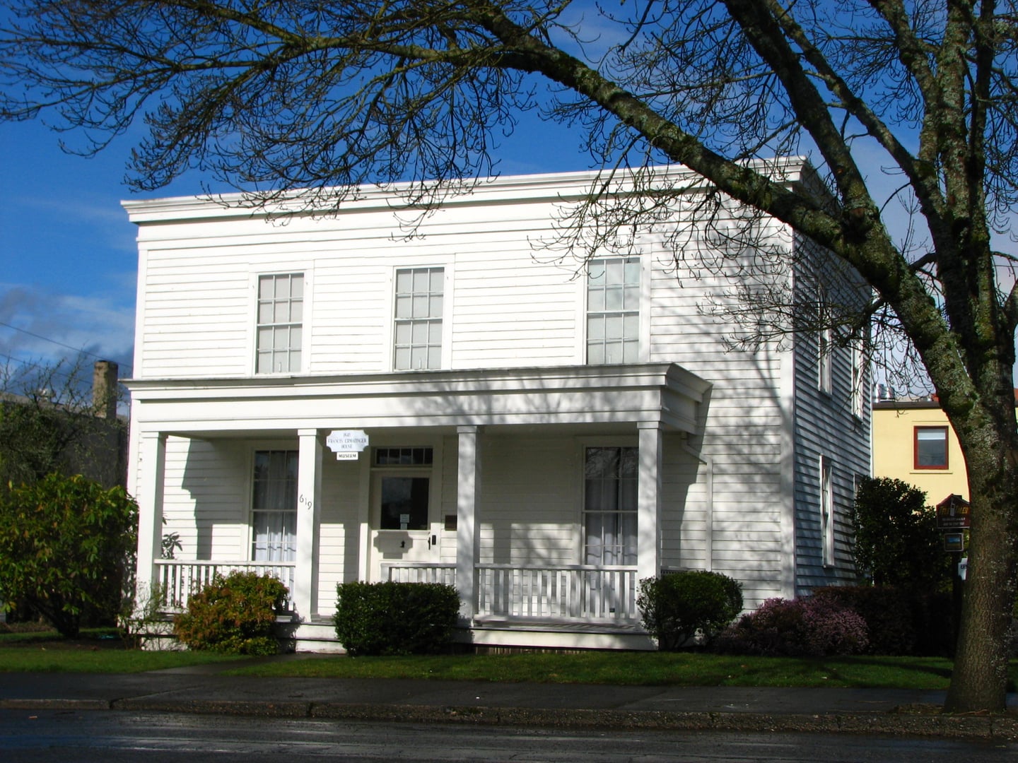 The c. 1843 Francis Ermatinger House, a Classical Revival wood-frame house museum in Oregon City, Oregon