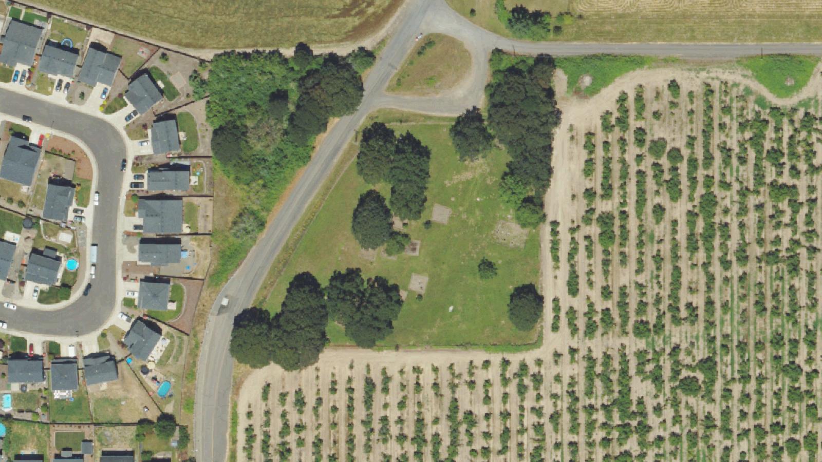Aerial survey view of Lafayette Pioneer Cemetery