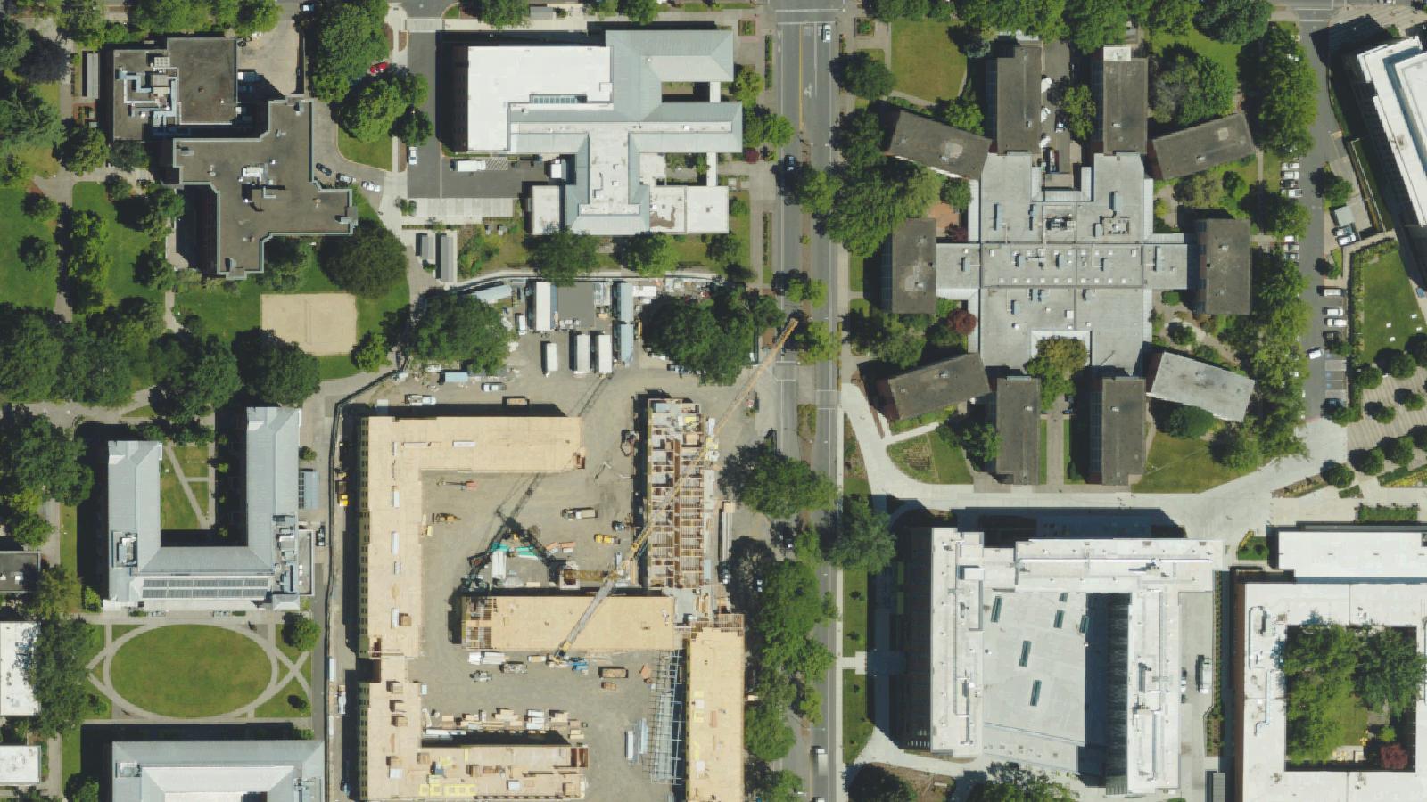 Aerial survey view of McArthur Court (Mac Court)