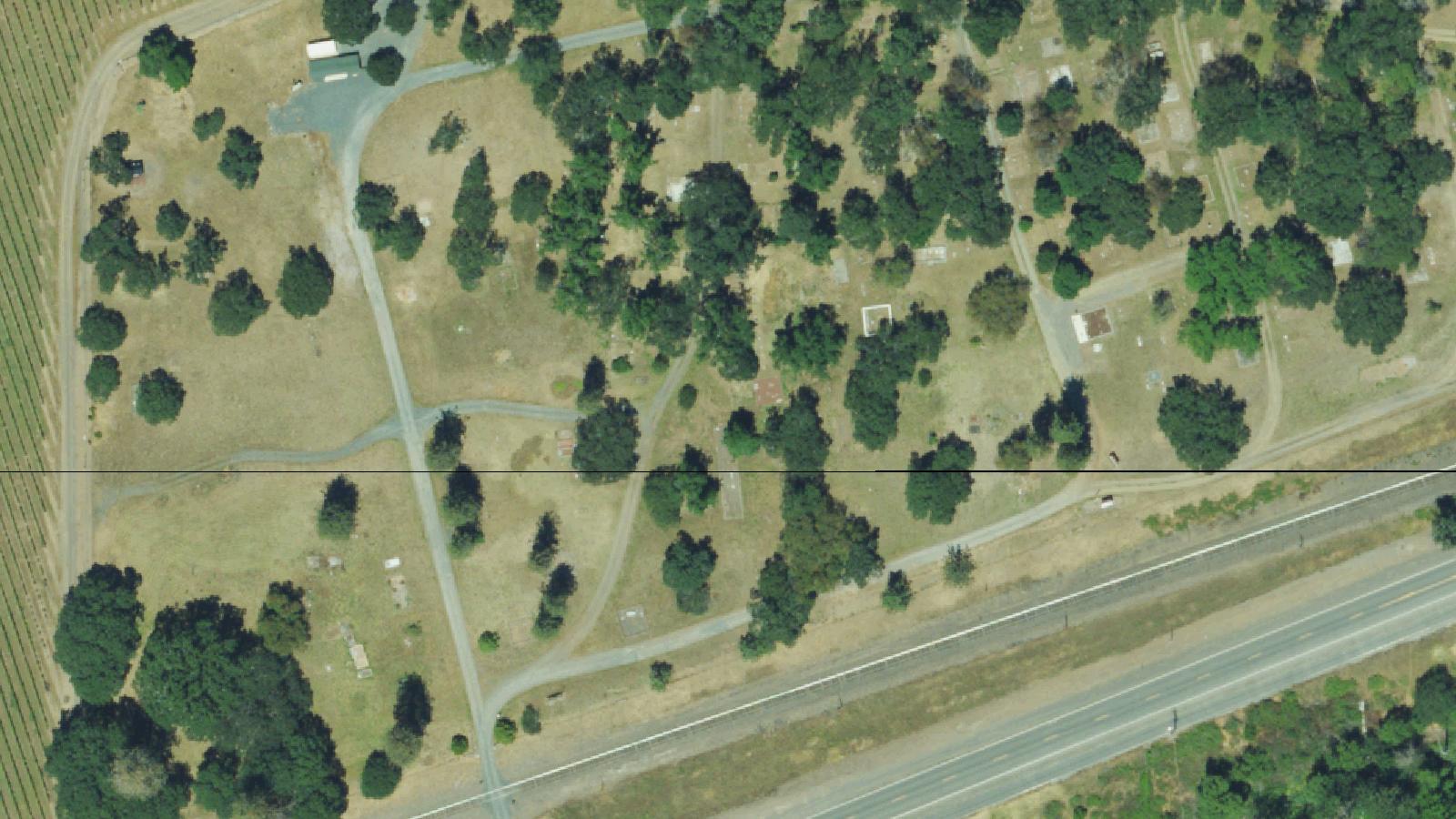 Aerial survey view of Rock Point Cemetery