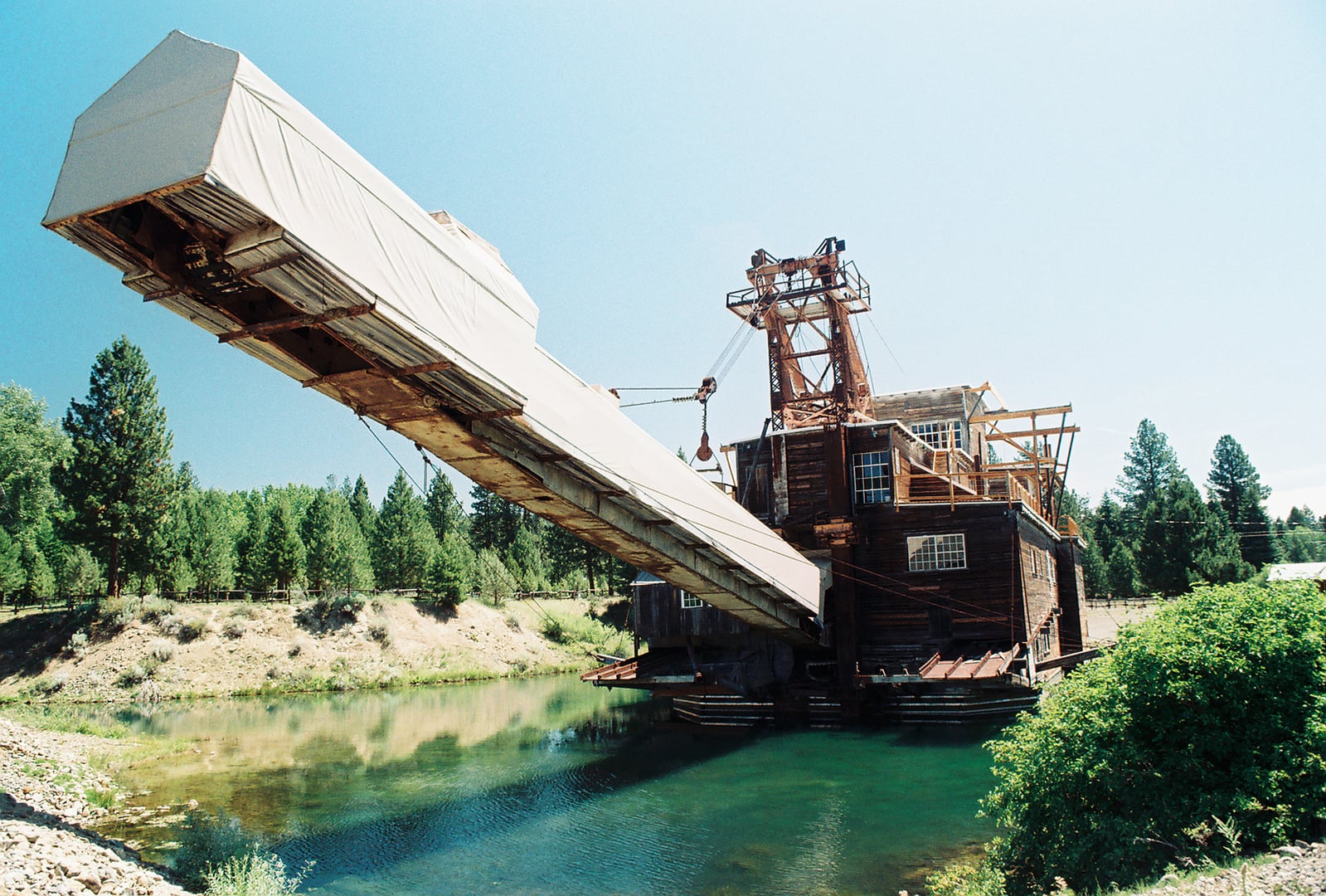The Sumpter Valley Gold Dredge, a preserved bucket-line gold dredge in Sumpter, Oregon